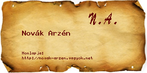 Novák Arzén névjegykártya
